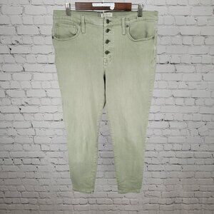 Madewell Muted Green High Rise Button Fly Stretch Skinny Jeans Size 32 (34x25.5)
